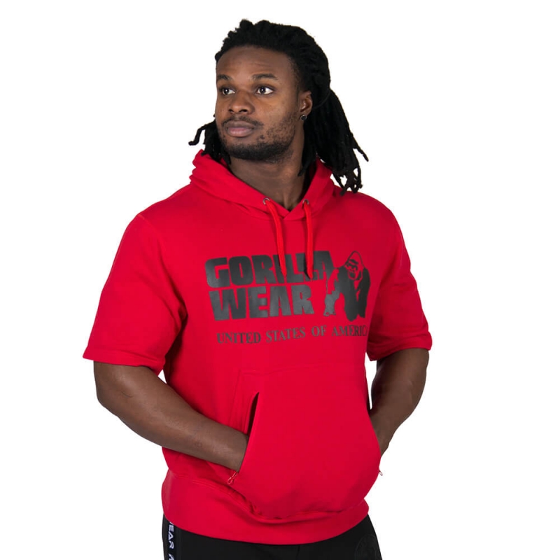 Kolla in Boston Short Sleeve Hoodie, red/black, Gorilla Wear hos SportGymButiken