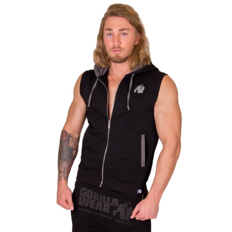 Kolla in Springfield S/L Zipped Hoodie, black, Gorilla Wear hos SportGymButiken.