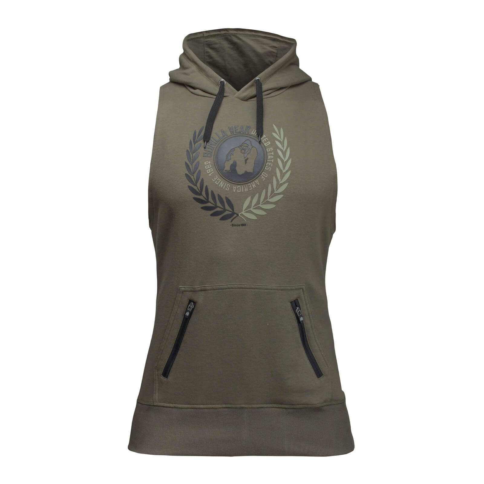 Kolla in Manti Sleeveless Hoodie, army green, Gorilla Wear hos SportGymButiken.s