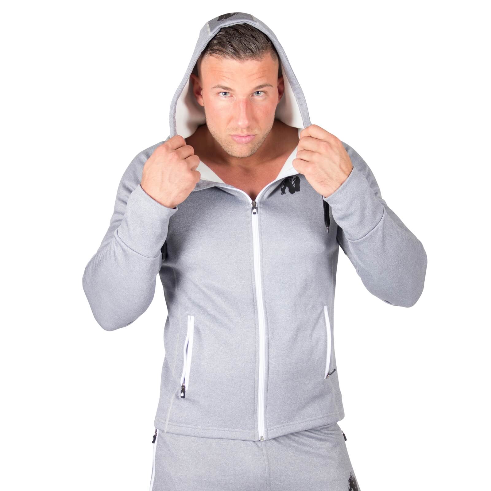 Kolla in Bridgeport Zipped Hoodie, silver blue, Gorilla Wear hos SportGymButiken