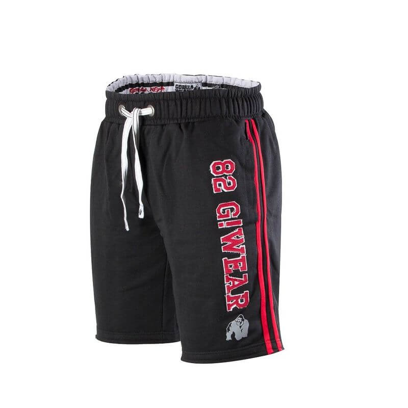 82 Sweat Shorts, svart/röd, Gorilla Wear