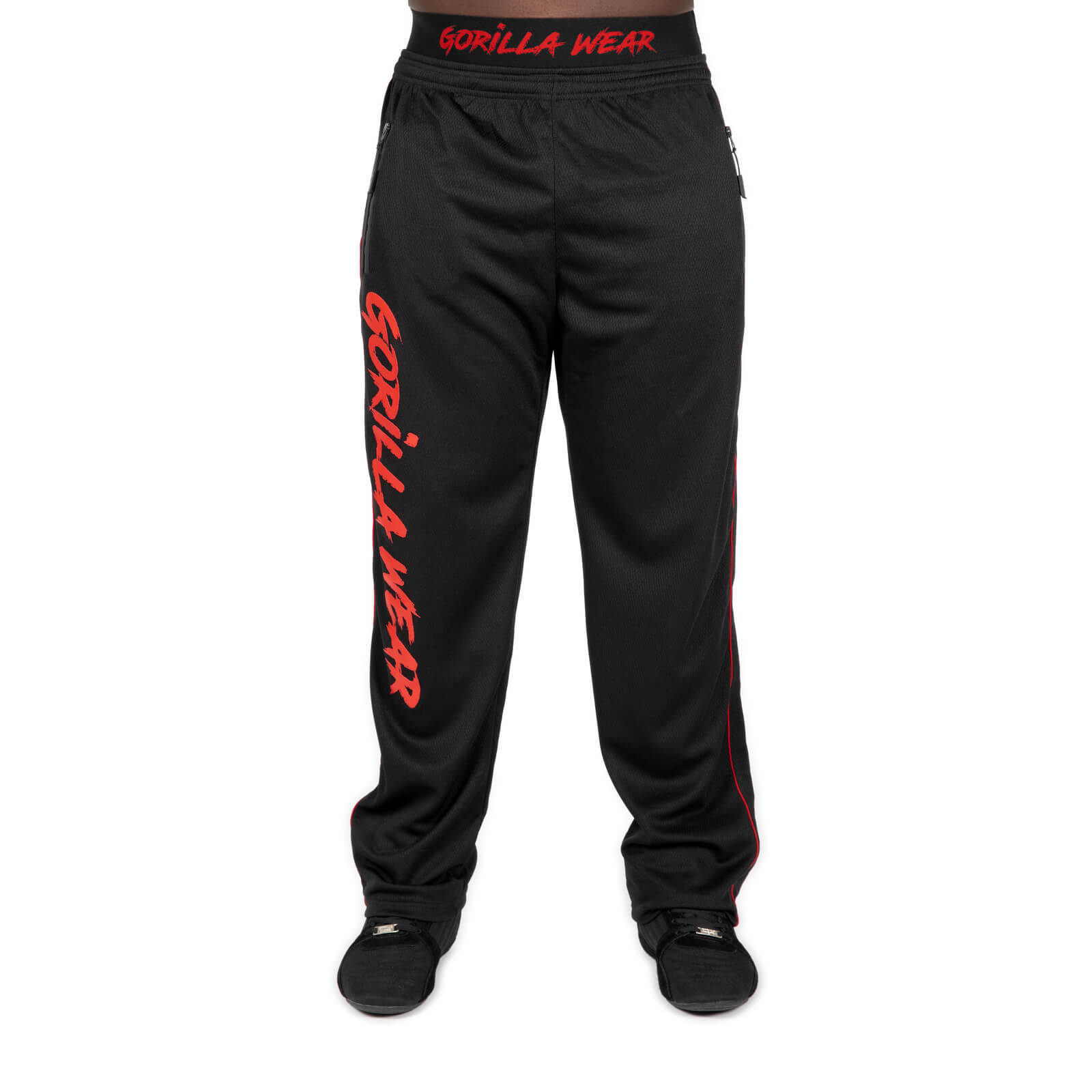 Kolla in Mercury Mesh Pants, black/red, Gorilla Wear hos SportGymButiken.se