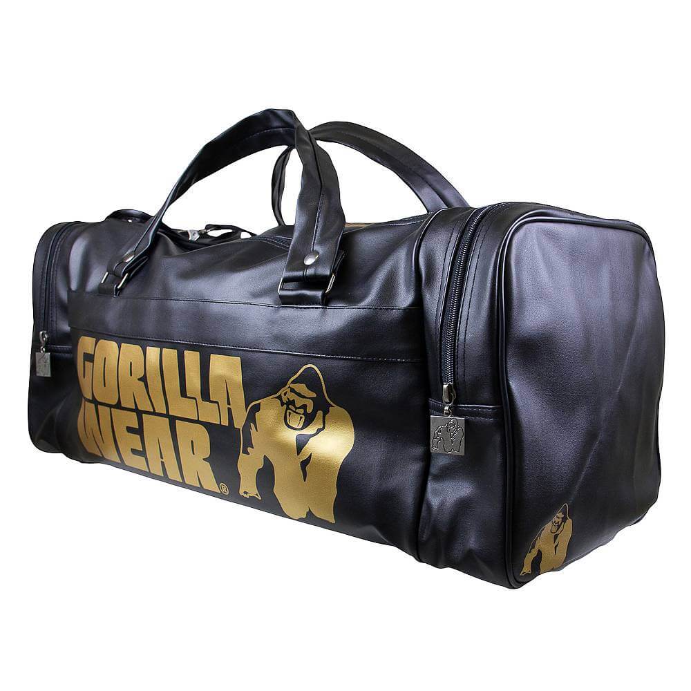 Kolla in Gym Bag Gold Edition, black/gold, Gorilla Wear hos SportGymButiken.se