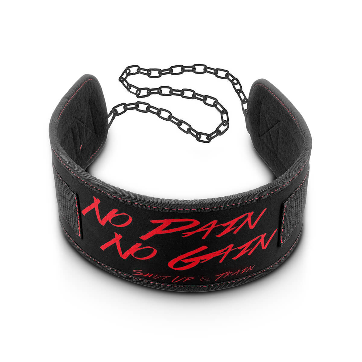 Dip Belt, No Pain No Gain, black/red, C.P. Sports
