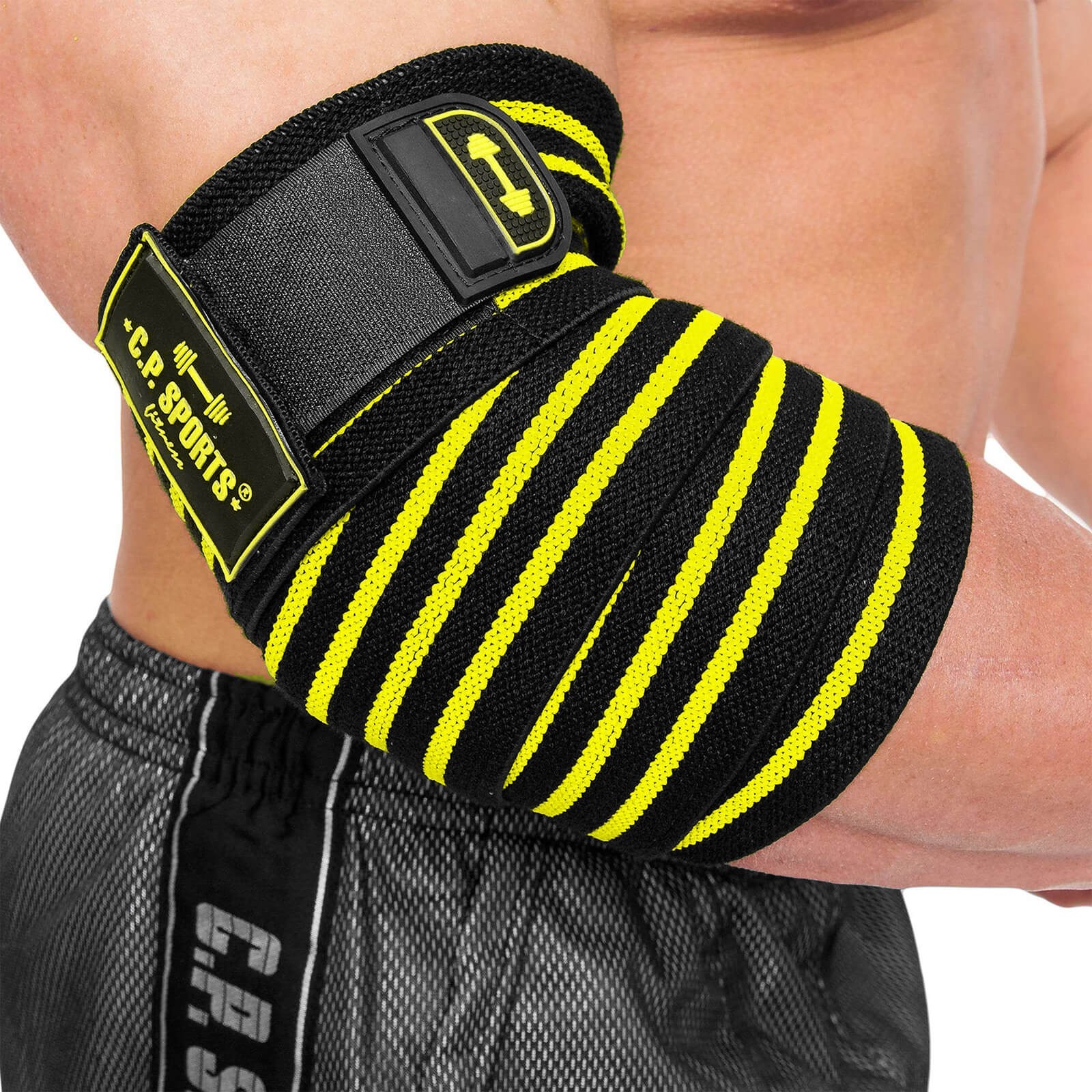 Elbow Wraps Pro, 1.3 cm, black/yellow, C.P. Sports