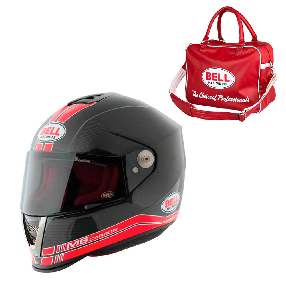 Motorcykelhjälm M6 Carbon Race, black/red, Bell