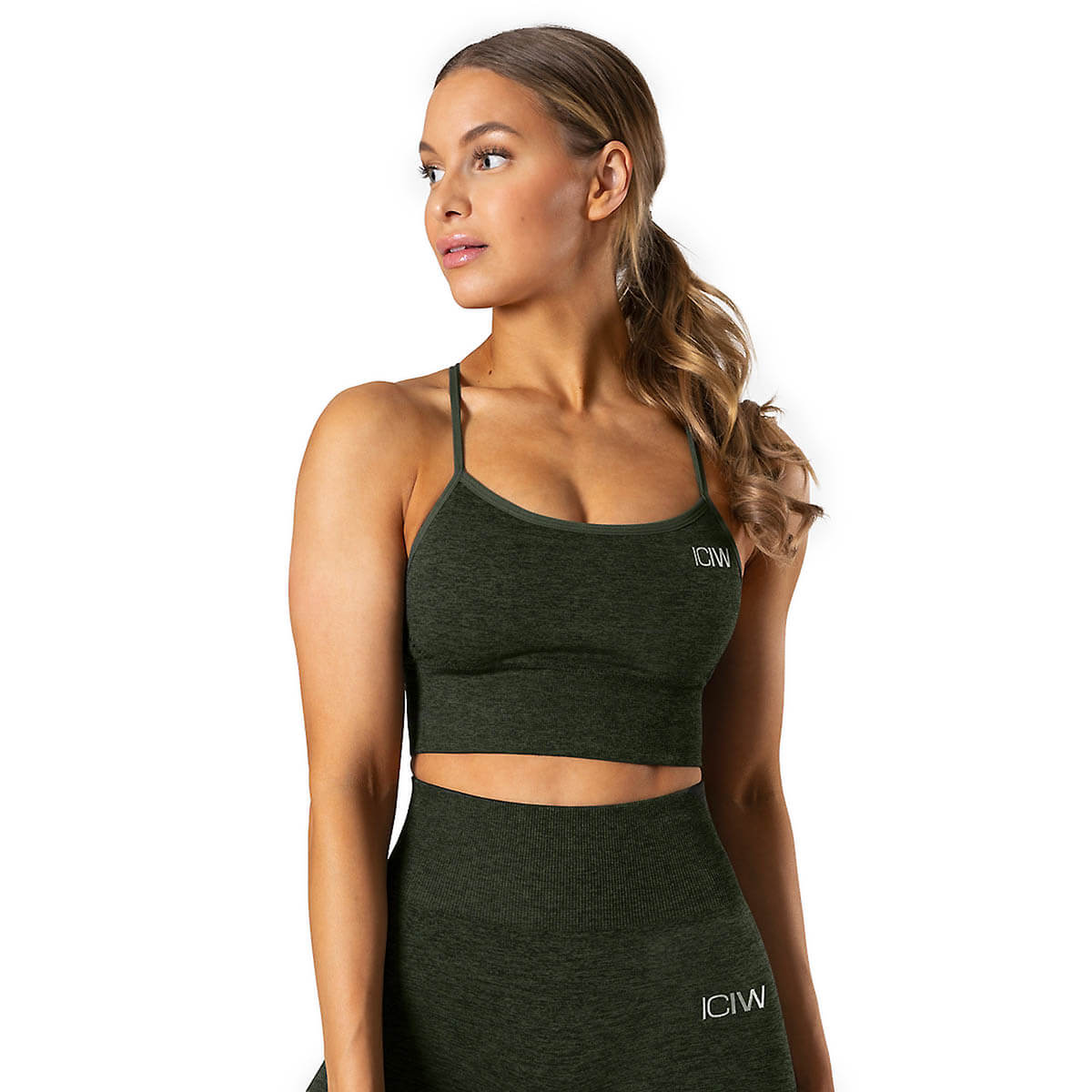 Kolla in Queen Mesh Sports Bra, green melange, ICANIWILL hos SportGymButiken.se