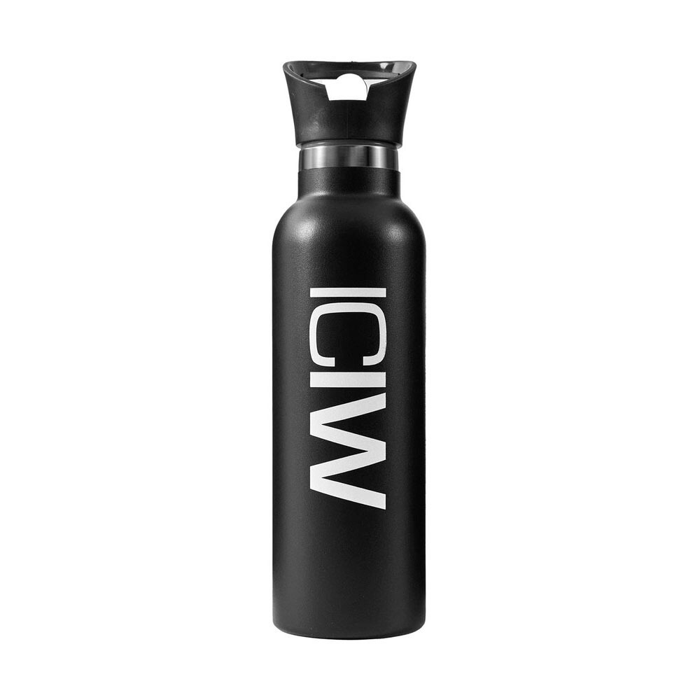 Stainless Steel Water Bottle 600ml, black/white, ICANIWILL