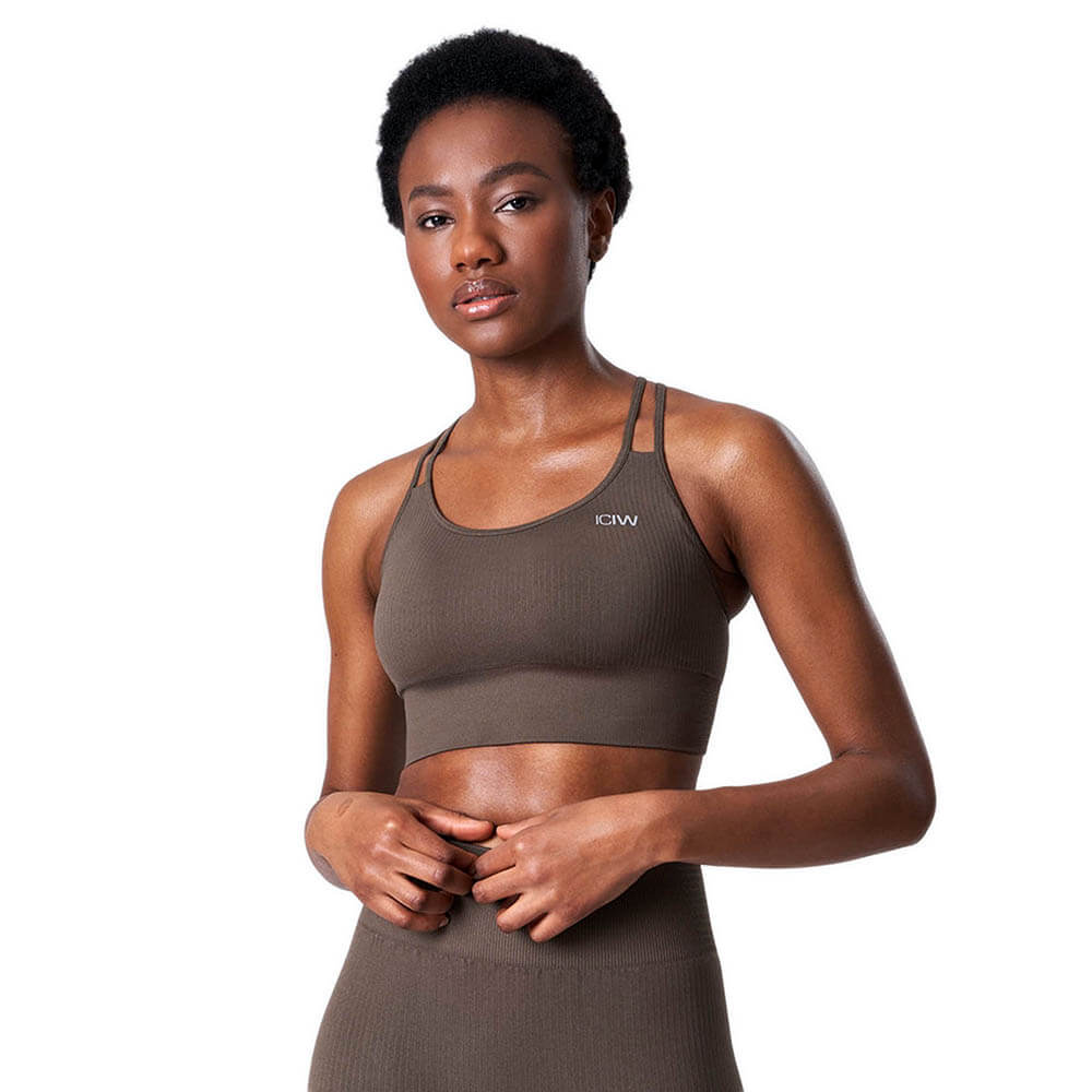 Ribbed Define Seamless Sports Bra, dark sand, ICANIWILL