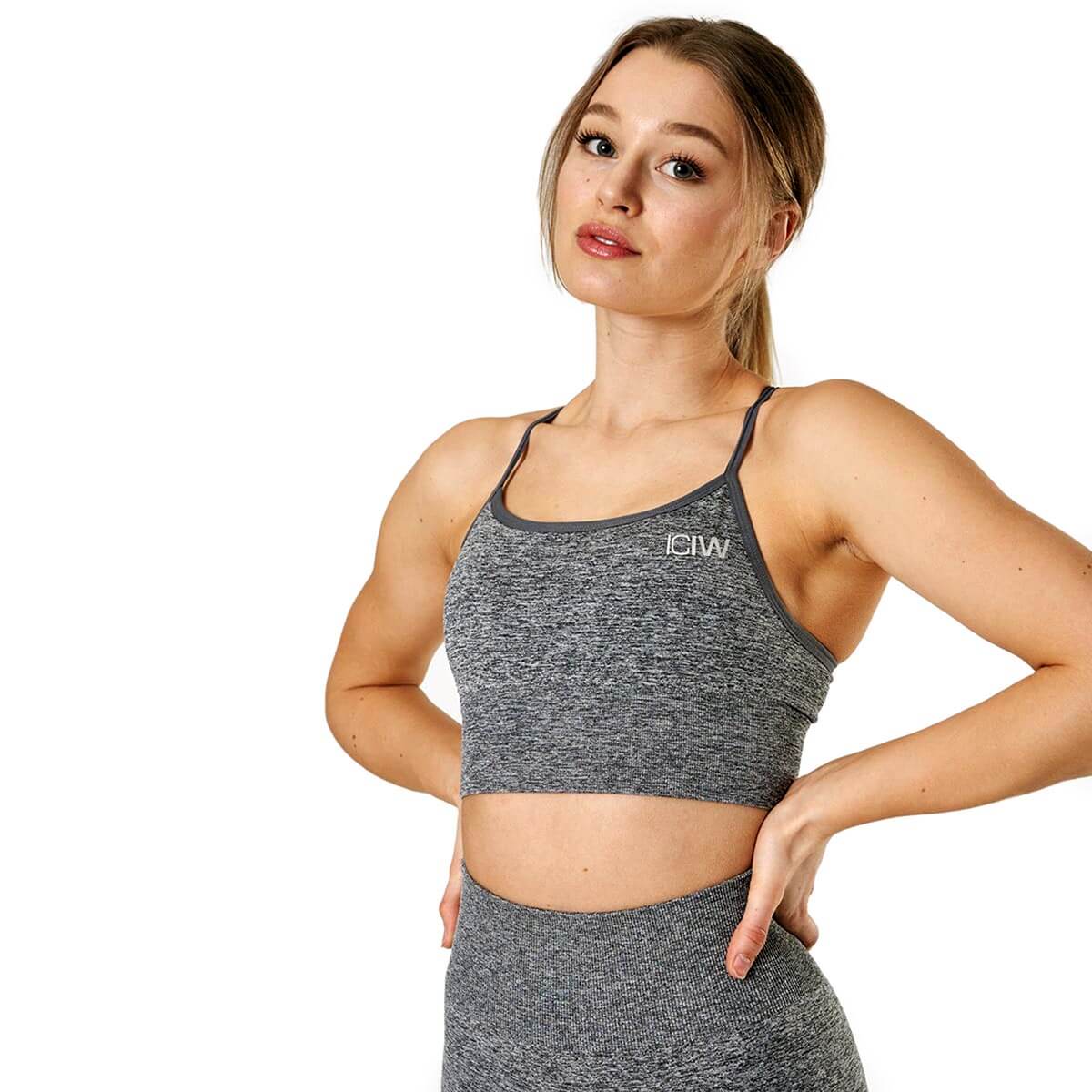 Queen Mesh Sports Bra, grey melange, ICANIWILL