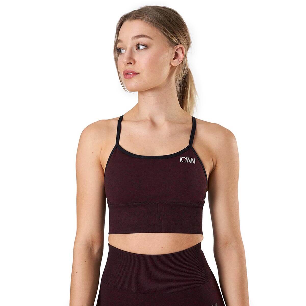 Kolla in Queen Mesh Sports Bra, burgundy melange, ICANIWILL hos SportGymButiken.