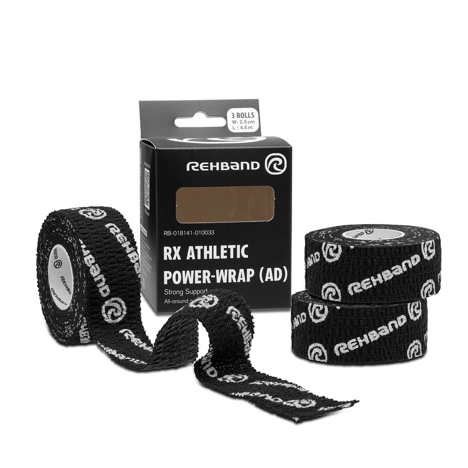 RX Athletic Power Wrap, Black, 25 mm x 4.5 m, Rehband