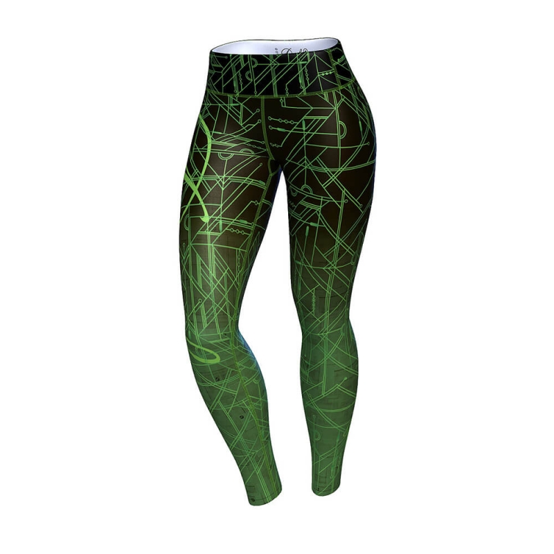 Kolla in Circuitry Leggings, black/green, Anarchy Apparel hos SportGymButiken.se