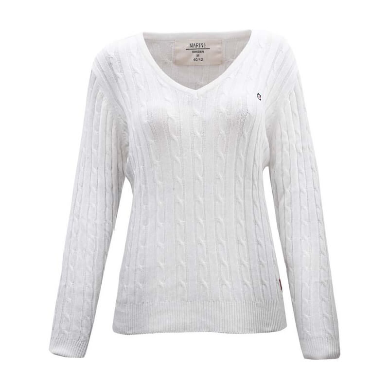 Seaport Lady Sweater V-Neck, white, Marine