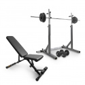 Bänk, Ställning, Skivstångsset & Hantelset 65 kg, JTC Power