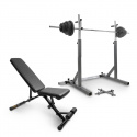 Bänk, Ställning, Skivstångsset & Hantelset 65 kg, JTC Power