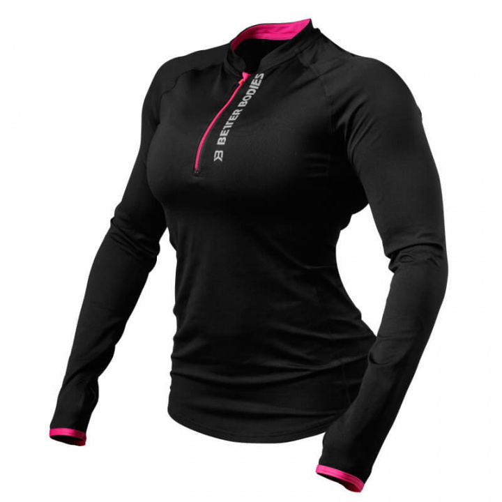 Kolla in Zipped Long Sleeve, black/pink, Better Bodies hos SportGymButiken.se