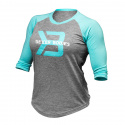 Women\'s Baseball Tee, grey melange/light aqua, Better Bodies