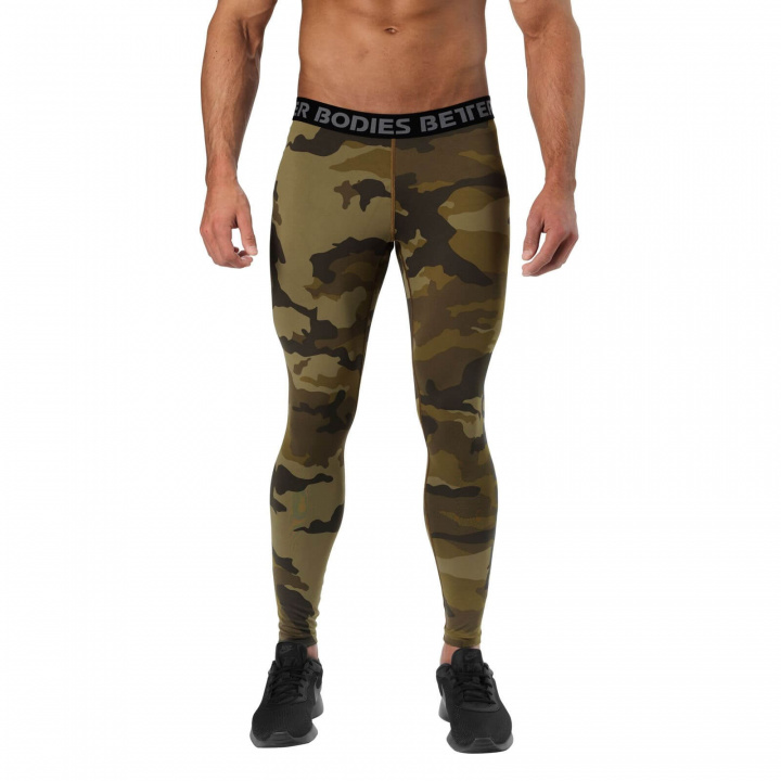 Kolla in Hudson Logo Tights, dark green camo, Better Bodies hos SportGymButiken.