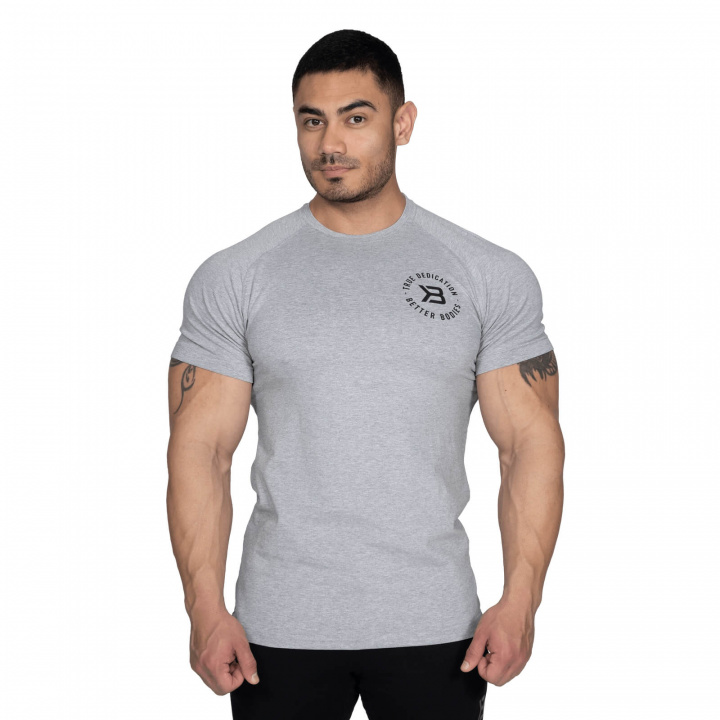 Kolla in Gym Tapered Tee, light grey melange, Better Bodies hos SportGymButiken.