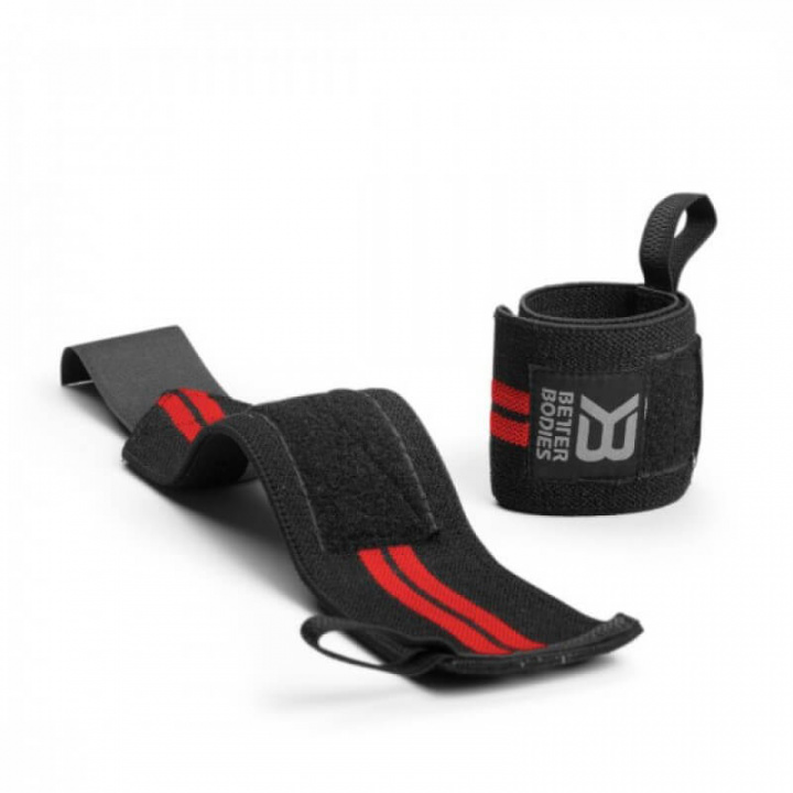 Kolla in Elastic Wrist Wraps, black/red, Better Bodies hos SportGymButiken.se