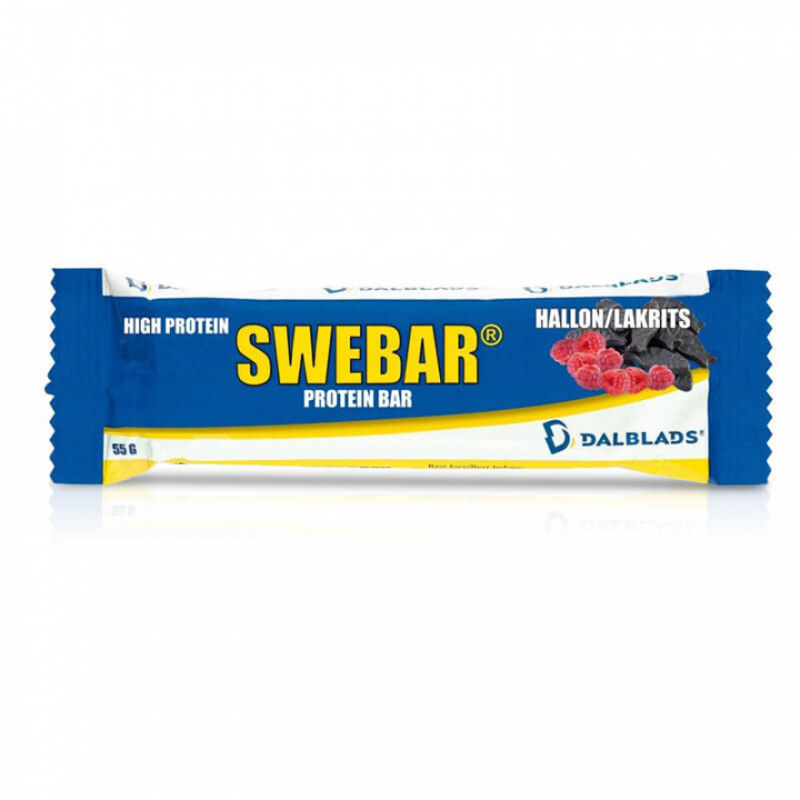 Kolla in Swebar, 55 g, hallon/lakrits hos SportGymButiken.se