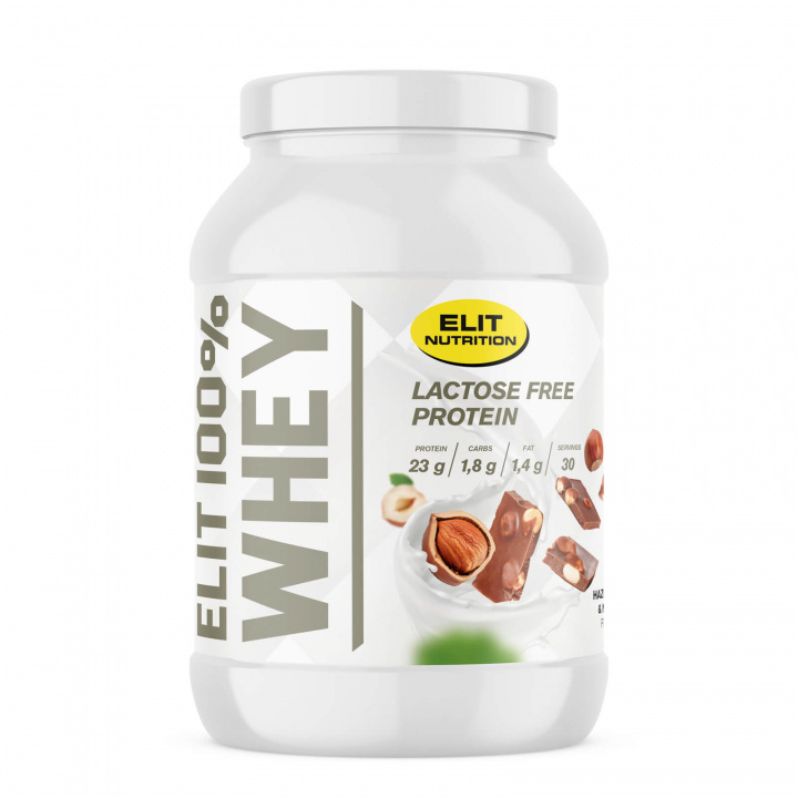 Kolla in Elit 100% Whey, Lactose Free, 900 g, Hazelnut & Nougat hos SportGymButiken.se