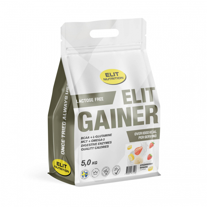 Kolla in Elit Gainer, Lactose free, 5000 g, Strawberry Banana hos SportGymButiken.se