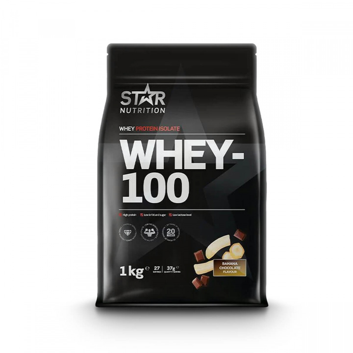 Kolla in Whey-100, 1 kg, Banana Chocolate hos SportGymButiken.se