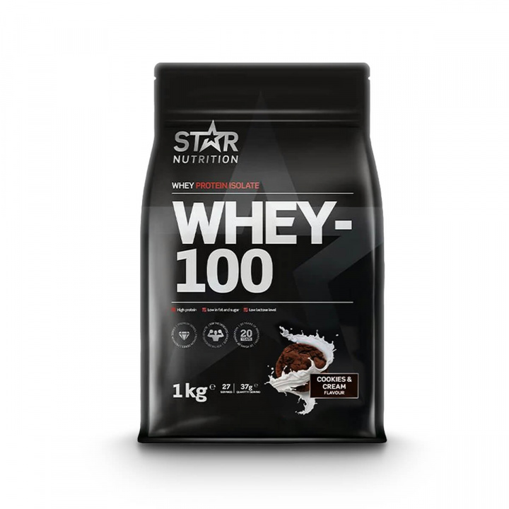 Kolla in Whey-100, 1 kg, Cookies & Cream hos SportGymButiken.se