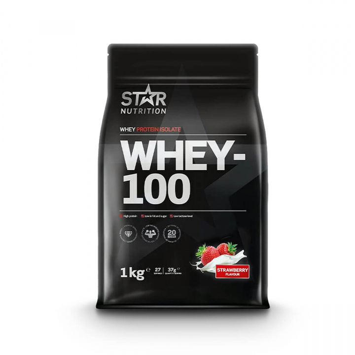 Kolla in Whey-100, 1 kg, Strawberry hos SportGymButiken.se