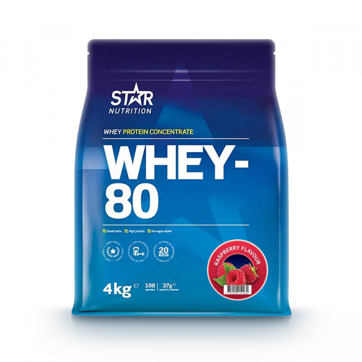 Kolla in Whey-80, 4 kg, Raspberry hos SportGymButiken.se