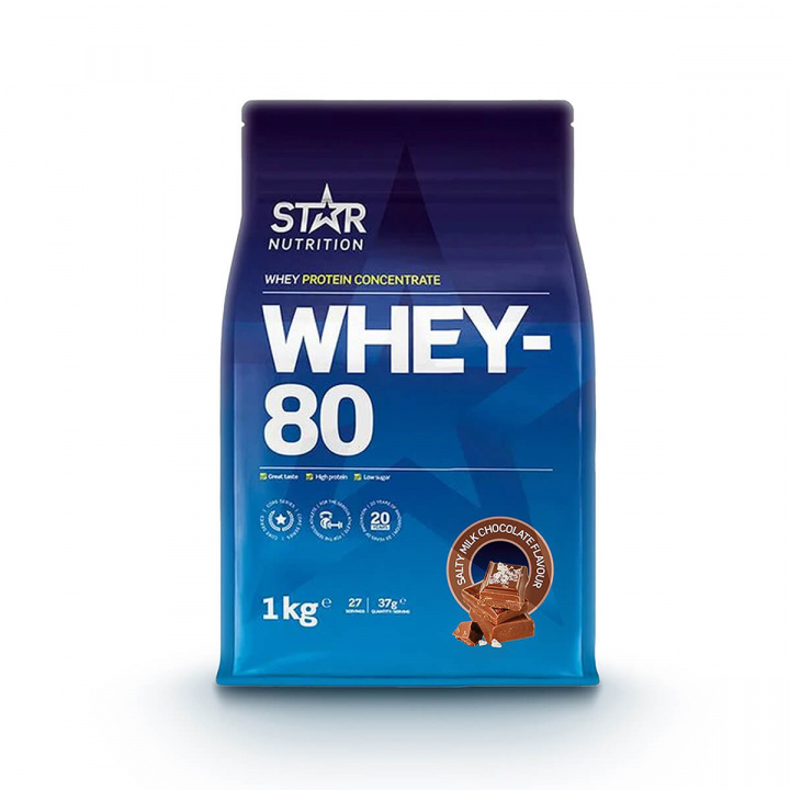 Whey-80, 1 kg, Salty Milk Chocolate i gruppen Kosttillskott / Proteinpulver / Vassle hos Sportgymbutiken.se (FM-SN585SMC)