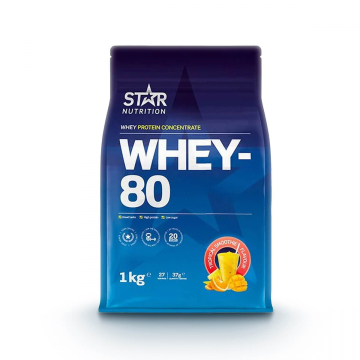 Kolla in Whey-80, 1 kg, Tropical Smoothie hos SportGymButiken.se