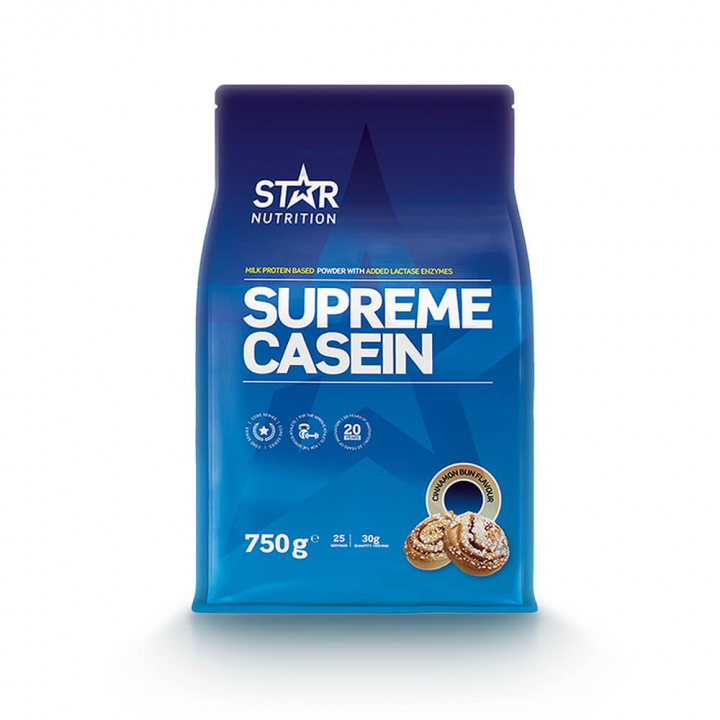 Kolla Supreme Casein, 750 g, Cinnamon Bun hos SportGymButiken.se