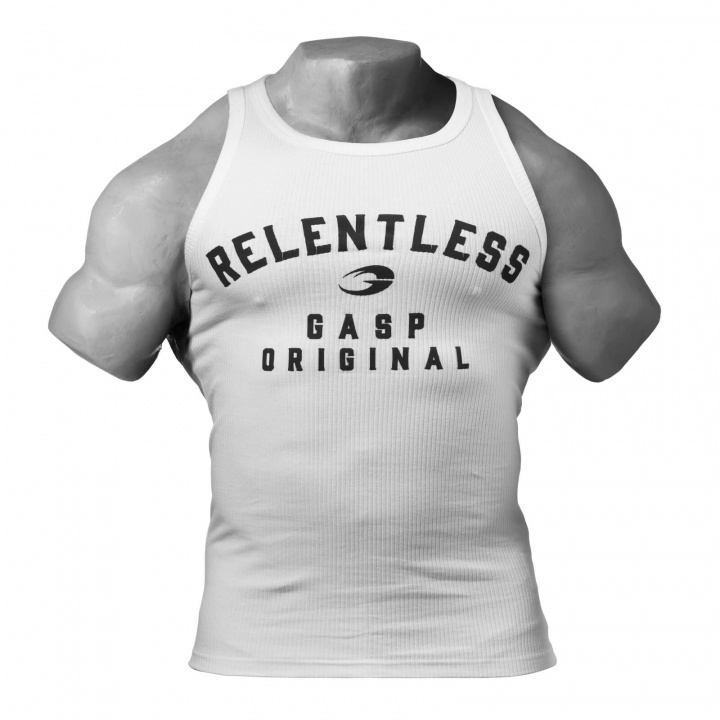 Kolla in Relentless Tank, white, GASP hos SportGymButiken.se