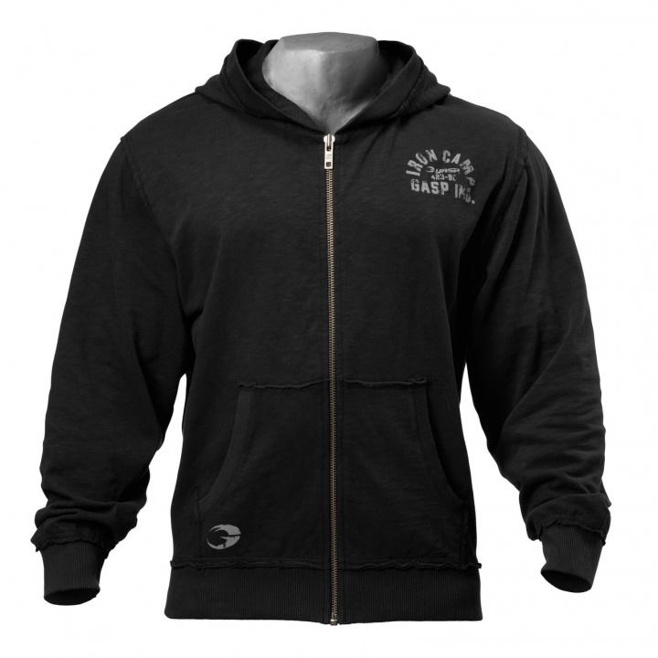 Kolla in Throwback Zip Hoodie, wash black, GASP hos SportGymButiken.se