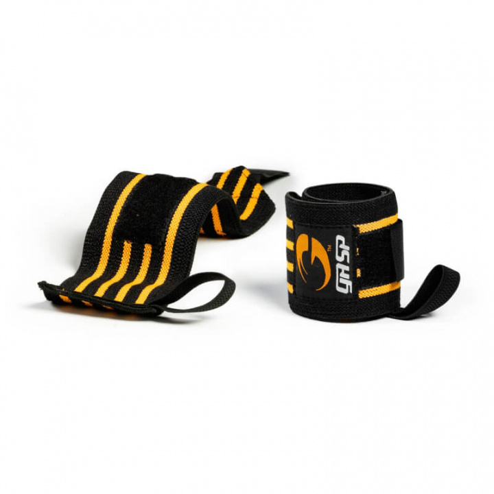 Kolla in Hardcore Wrist Wraps, black/yellow, GASP hos SportGymButiken.se