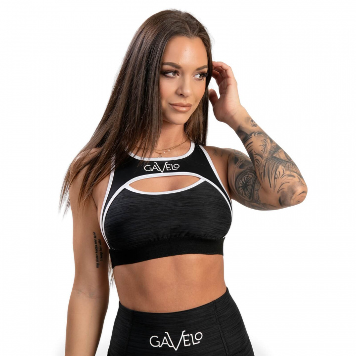 Kolla in Black & White Swirl Sports Bra, black/white, Gavelo hos SportGymButiken