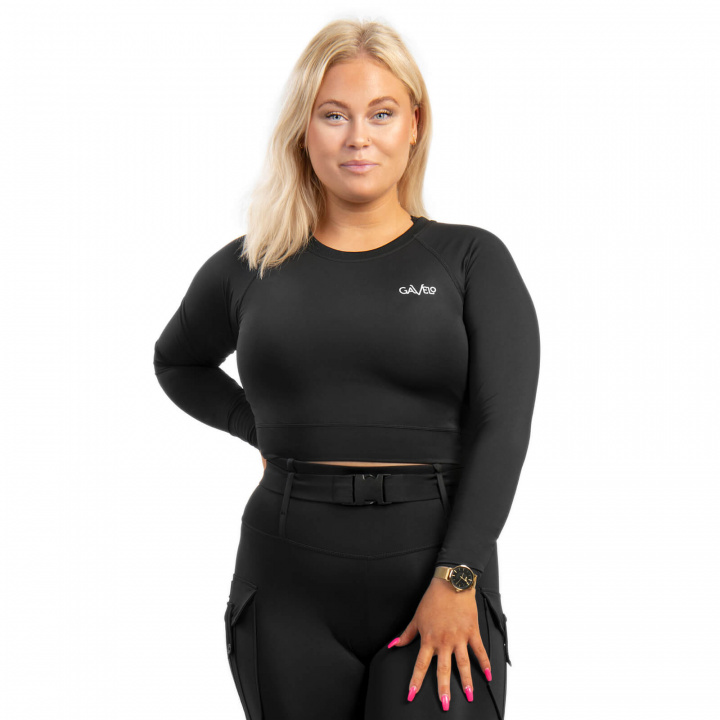 Kolla in Cropped Longsleeve, black, Gavelo hos SportGymButiken.se