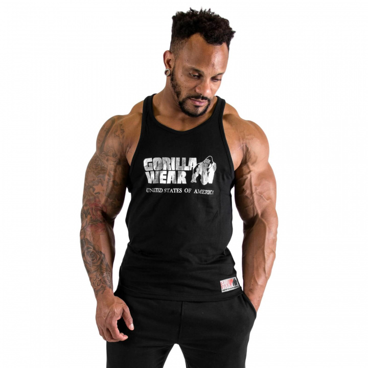 Kolla in Classic Tank Top, black/silver, Gorilla Wear hos SportGymButiken.se