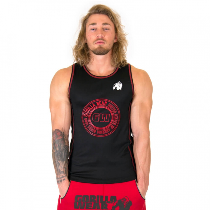 Kolla in Kenwood Tank Top, black/red, Gorilla Wear hos SportGymButiken.se