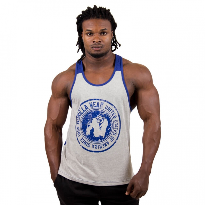 Kolla in Roswell Tank Top, grey/navy, Gorilla Wear hos SportGymButiken.se