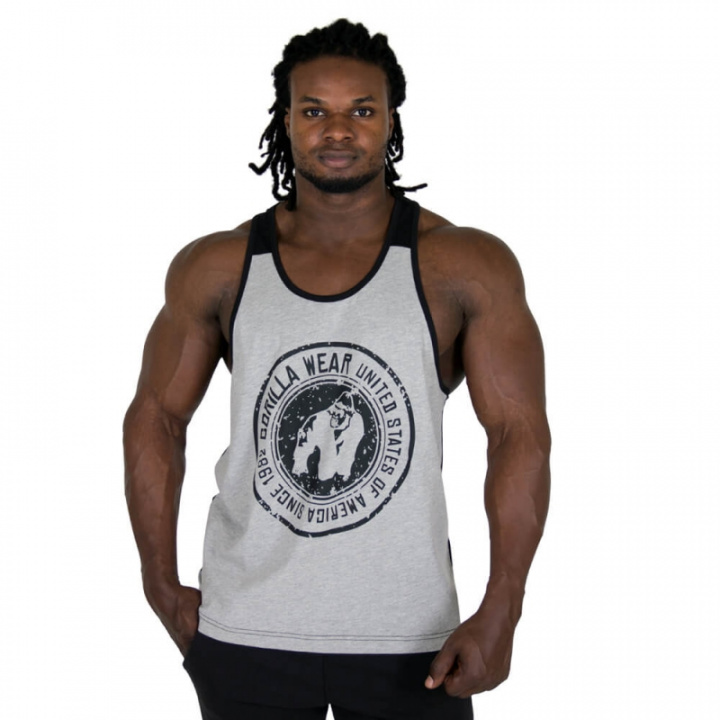 Kolla in Roswell Tank Top, grey/black, Gorilla Wear hos SportGymButiken.se