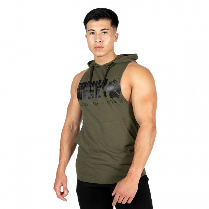 Kolla Rogers Hooded Tank Top, army green, Gorilla Wear hos SportGymButiken.se