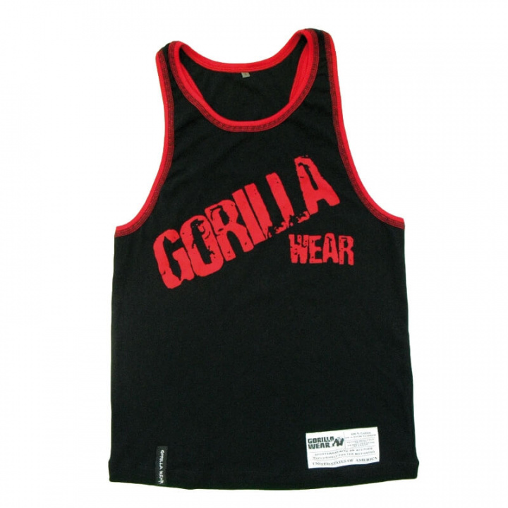 Kolla in Stamina Rib TankTop, black/red, Gorilla Wear hos SportGymButiken.se