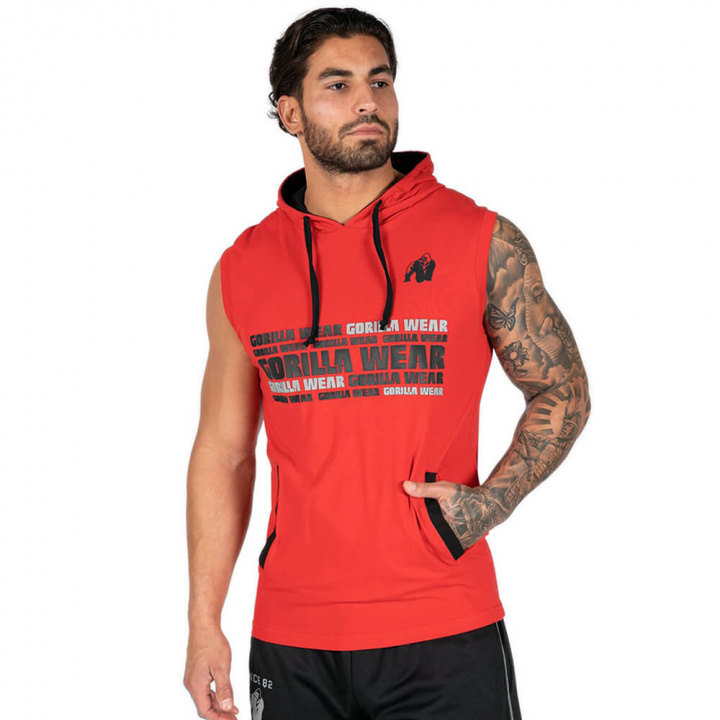 Kolla in Melbourne S/L Hooded T-Shirt, red, Gorilla Wear hos SportGymButiken.se