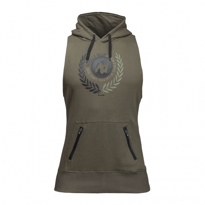 Kolla in Manti Sleeveless Hoodie, army green, Gorilla Wear hos SportGymButiken.s