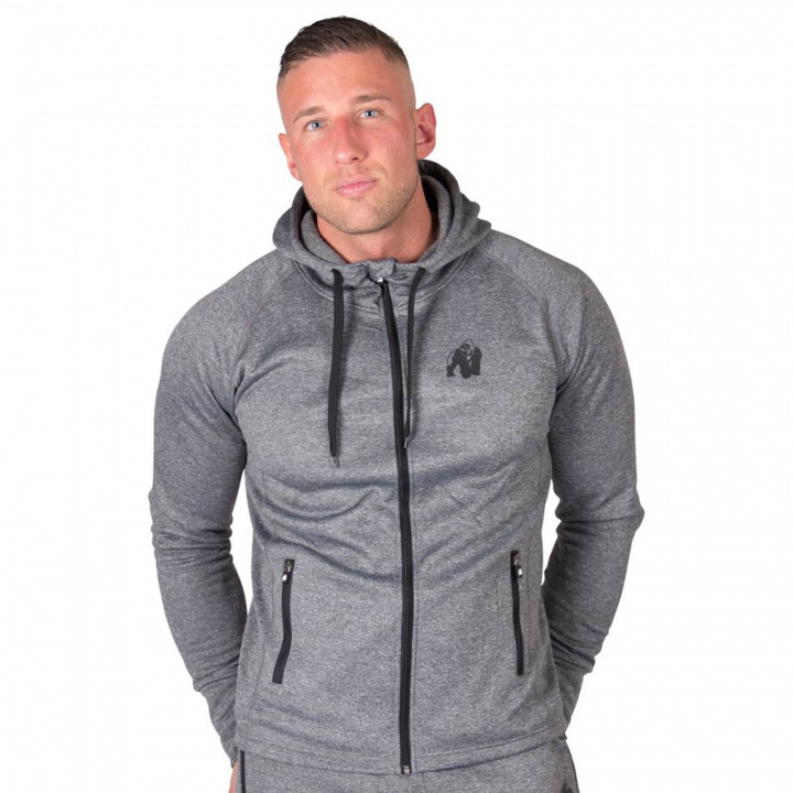 Kolla in Bridgeport Zipped Hoodie, dark grey, Gorilla Wear hos SportGymButiken.s