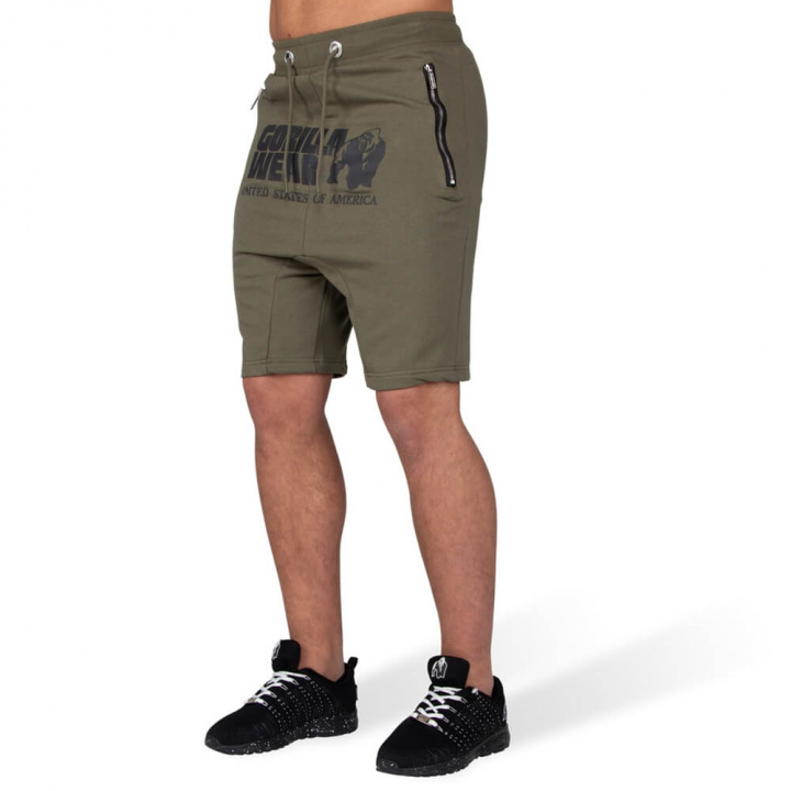 Kolla in Alabama Drop Crotch Shorts, army green, Gorilla Wear hos SportGymButike